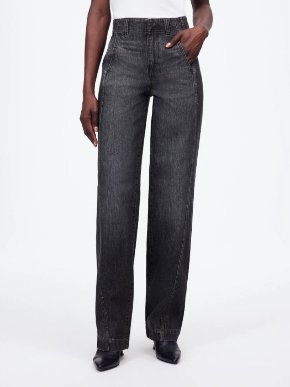 Madewell Tapered Denim Trousers Black Robles Wash Women's 34 Like New/EUC